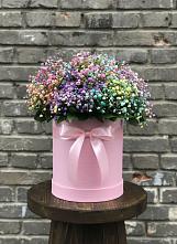 Цветочная композиция из Гипсофила и Розы в шляпной коробке в Узловая