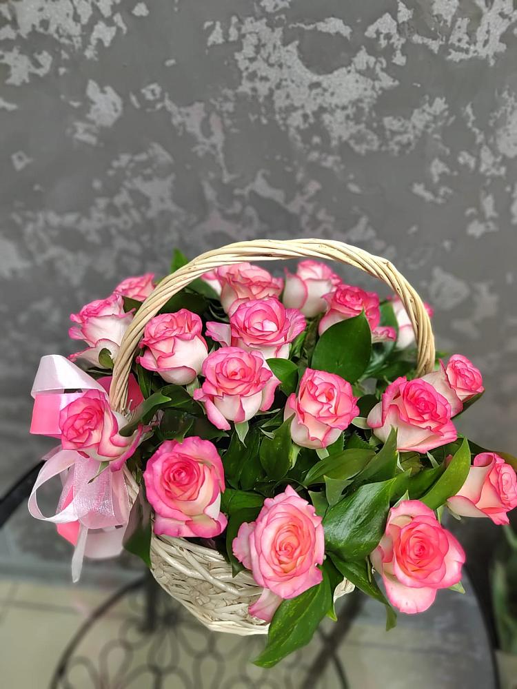 Цветочная композиция из Розы в корзине в Узловая