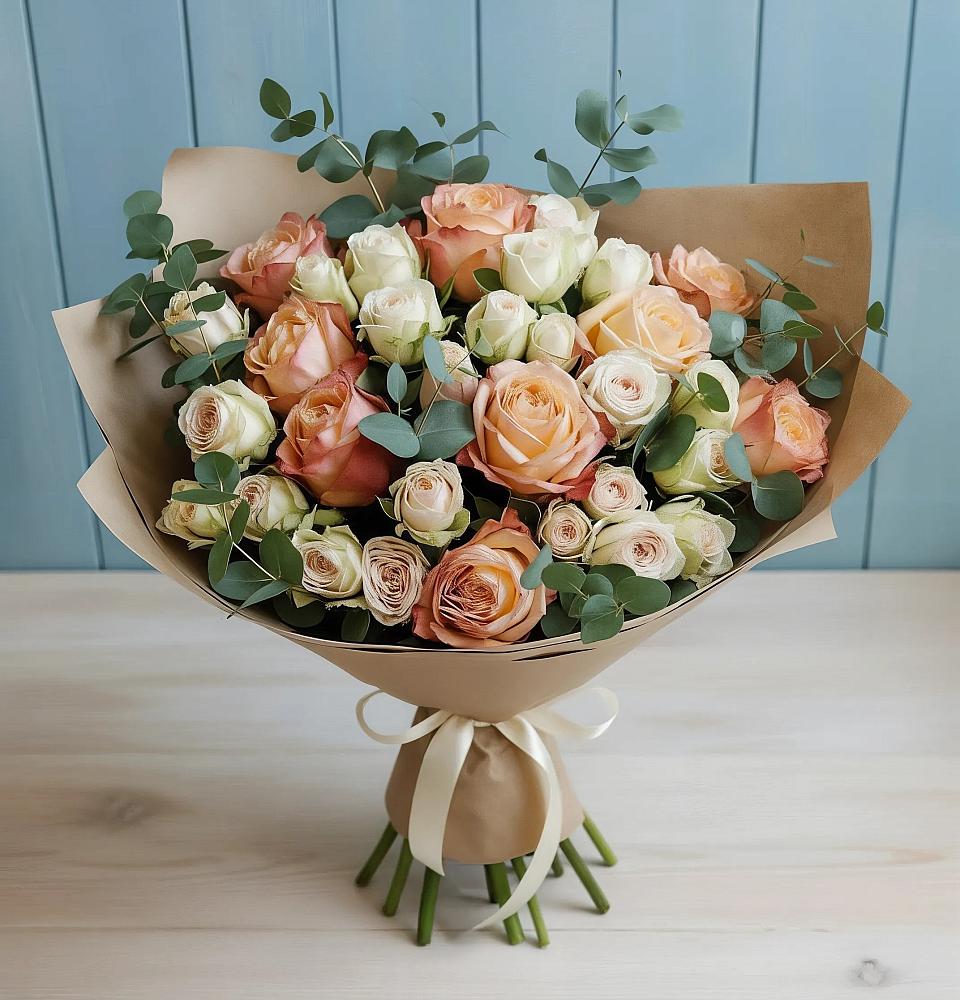 Букет цветов из: Альстромерии и Розы в Узловая