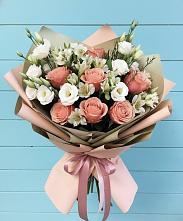 Букет цветов из:  Розы, Альстромерии и Лизиантусы #REPLACE_PRED# Узловая