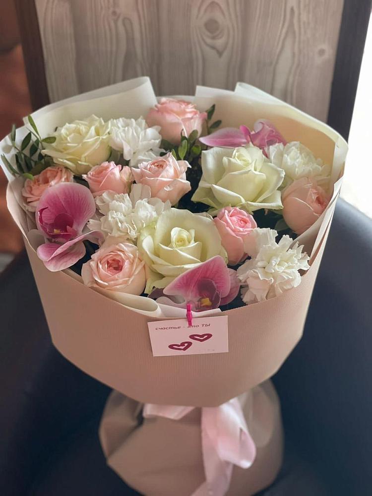 Букет цветов из: Орхидеи, Розы и Гвоздики в Узловая