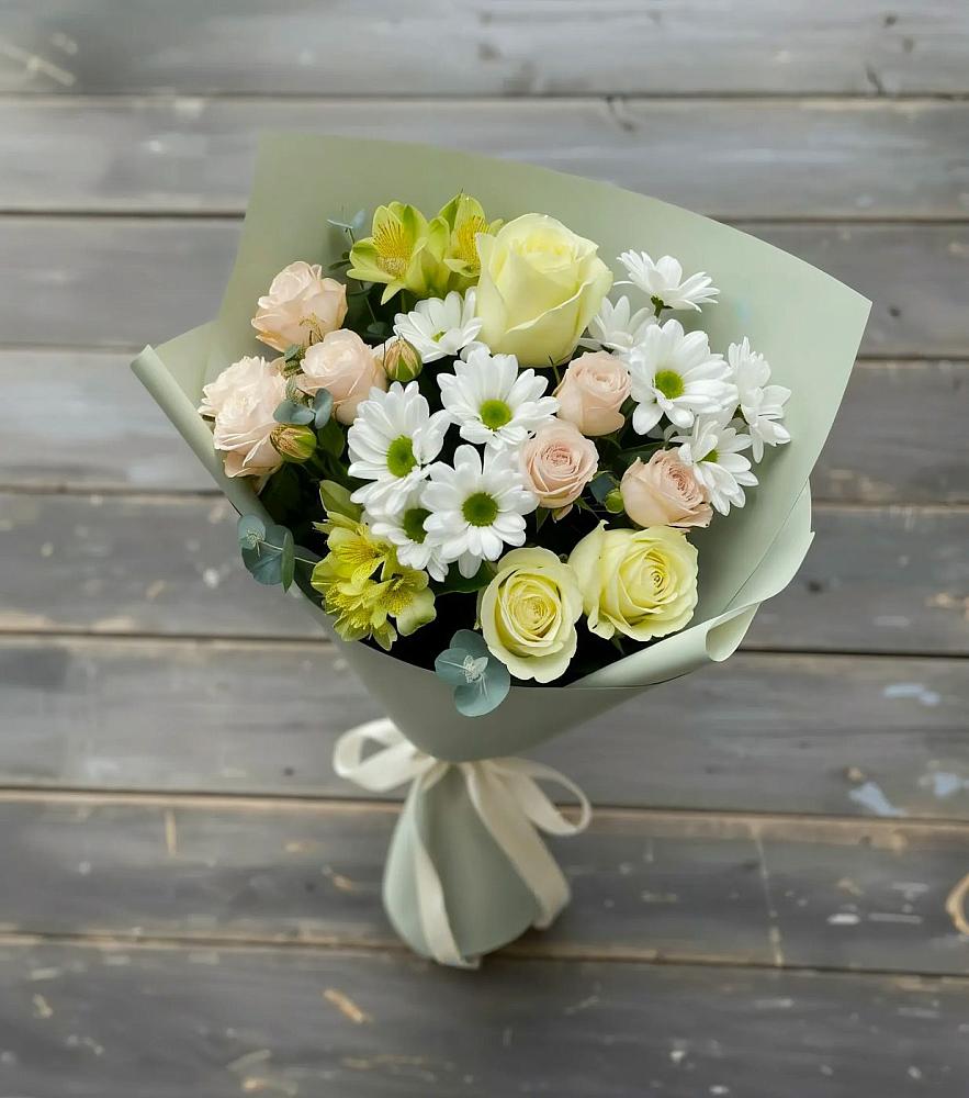Букет цветов из: Альстромерии, Розы и Хризантемы в Узловая