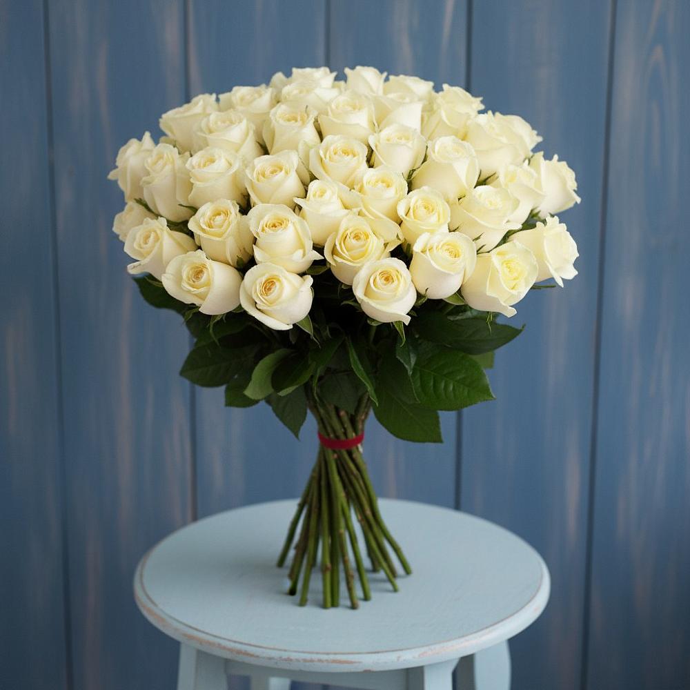 Букет 51 Белая роза Эдлесс Лав в Узловая