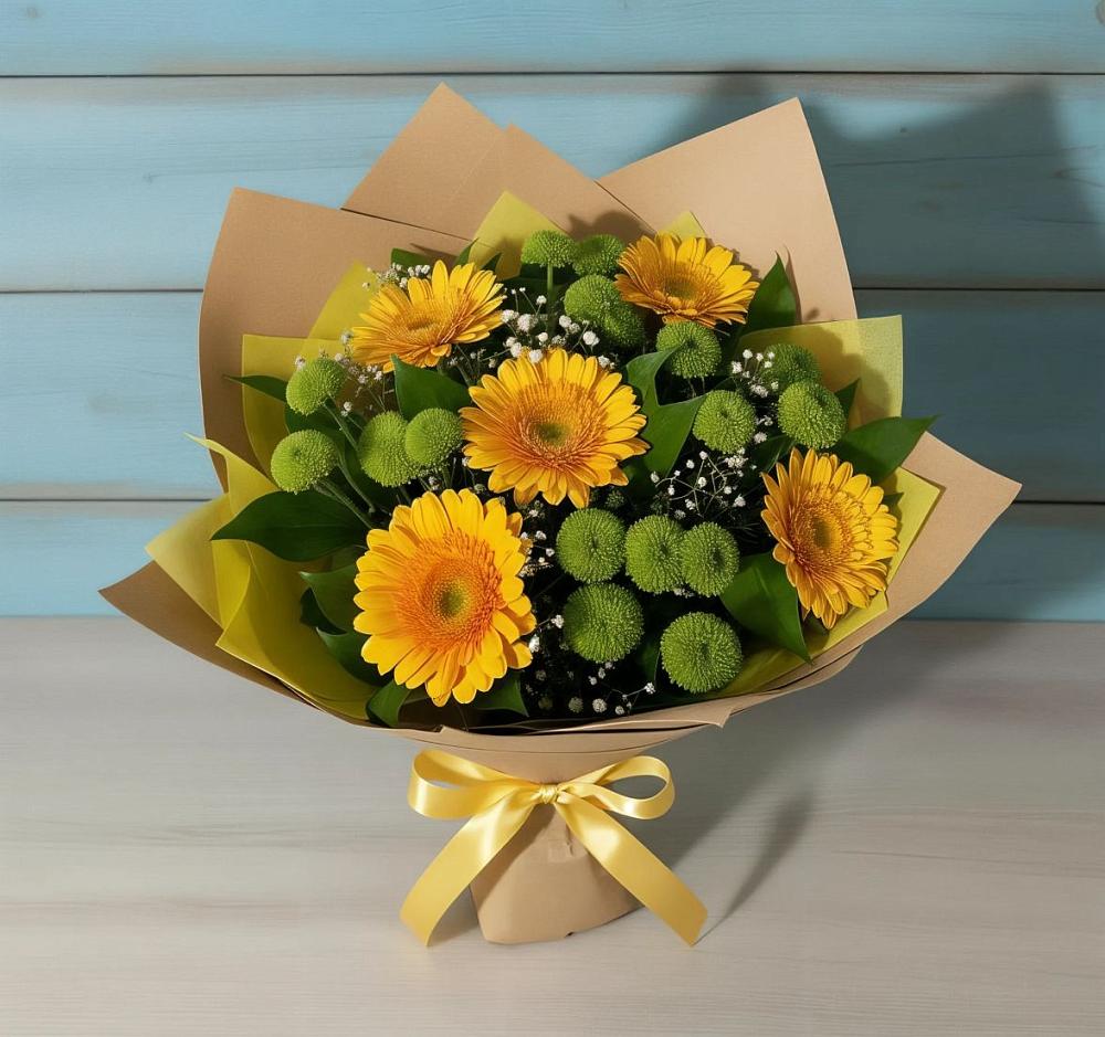 Букет цветов из: Герберы и Хризантемы в Узловая