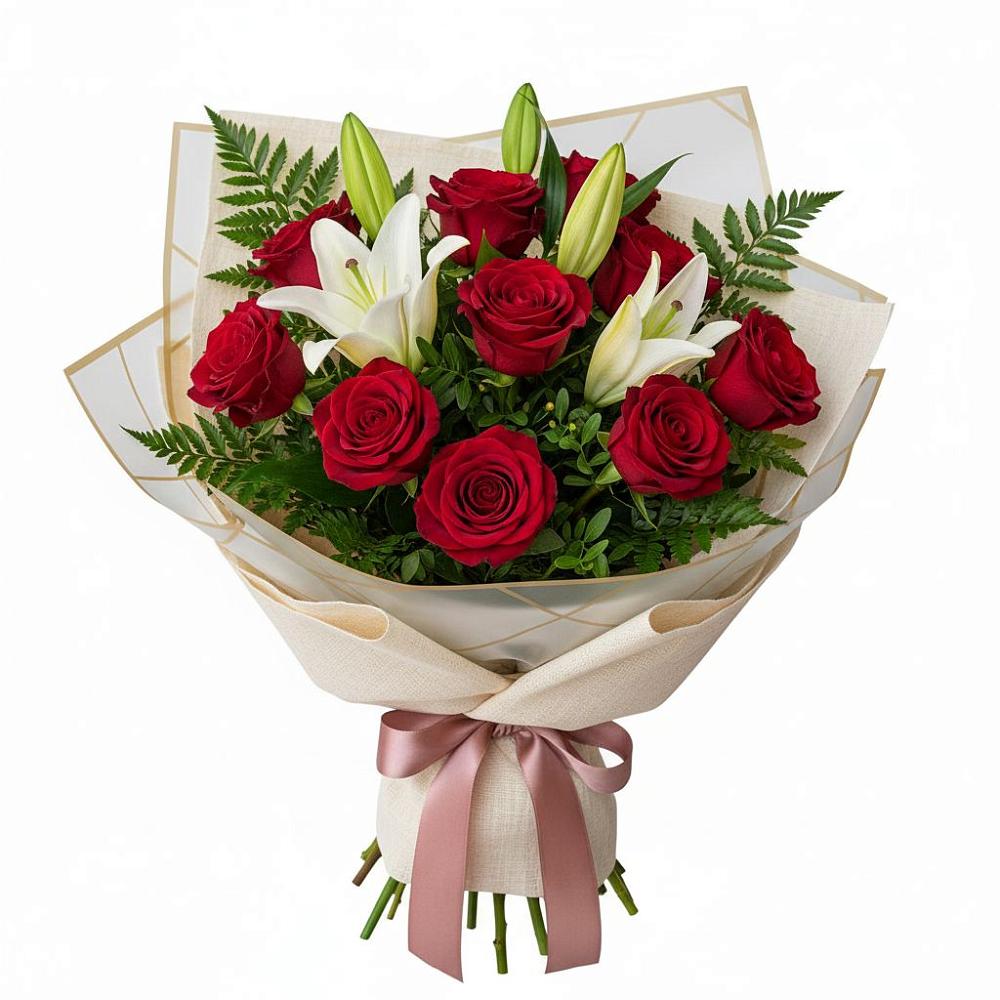 Букет цветов из: Лилии и Розы в Узловая