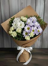 Букет цветов из:  Хризантемы и Розы в Узловая