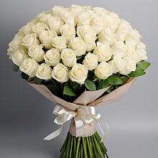 Букет 101 беля роза Белоснежка в Узловая