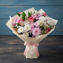 Букет цветов из:  Хризантемы, Альстромерии и Розы #REPLACE_PRED# Узловая