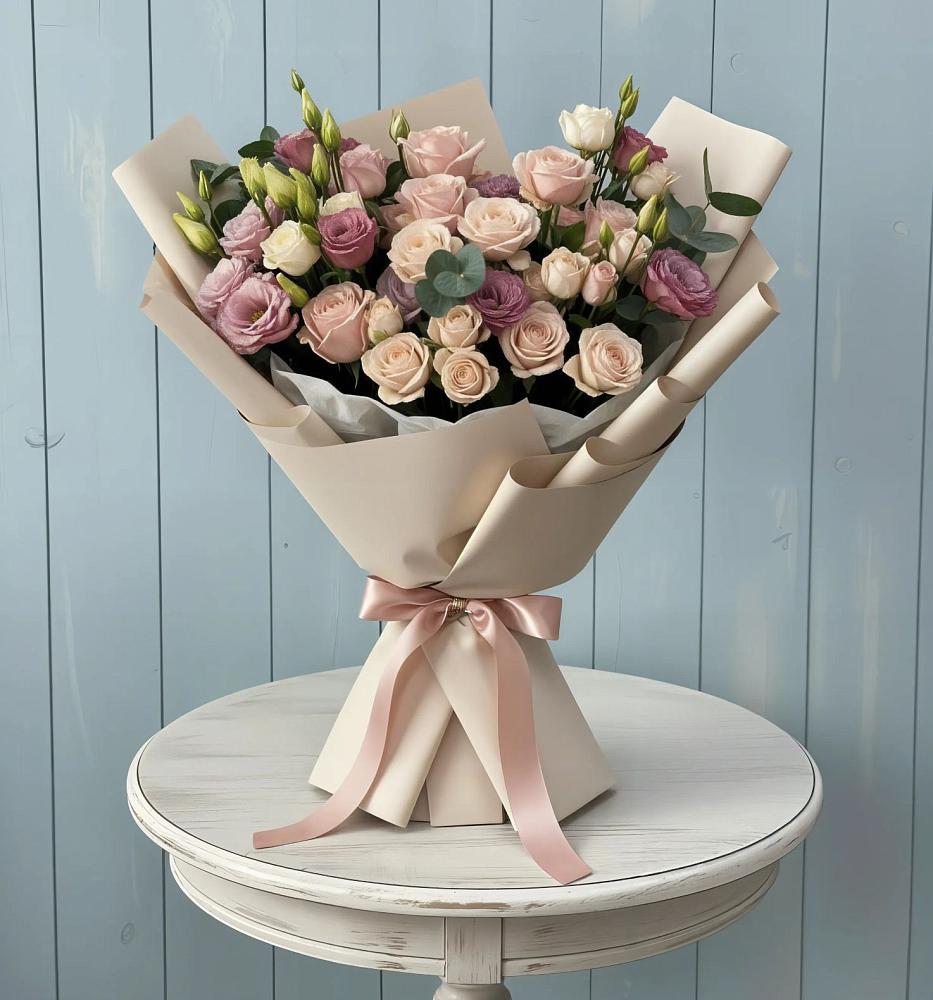 Букет цветов из: Розы и Лизиантусы в Узловая