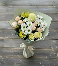 Букет цветов из:  Альстромерии, Розы и Хризантемы в Узловая