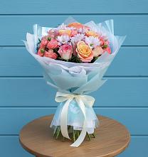 Букет цветов из:  Хризантемы и Розы в Узловая