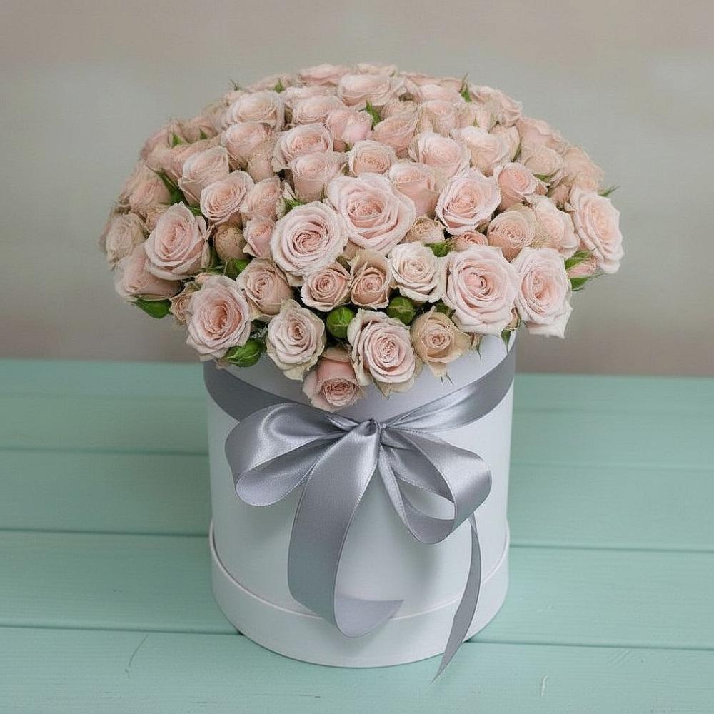 Цветочная композиция из Розы в шляпной коробке в Узловая